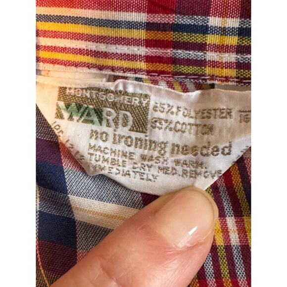 Vintage Montgomery Ward Western Wear Pearl Snap Shirt Blue Lightweight Unisex - Picture 10 of 11